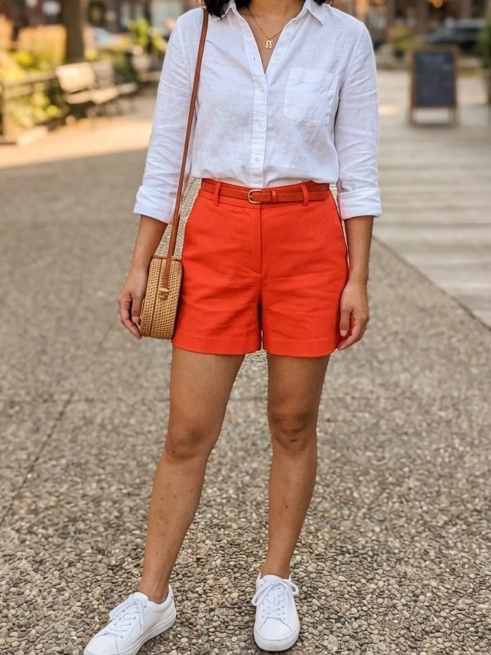 Banana Republic Vibrant Red High-Waist Tailored Shorts